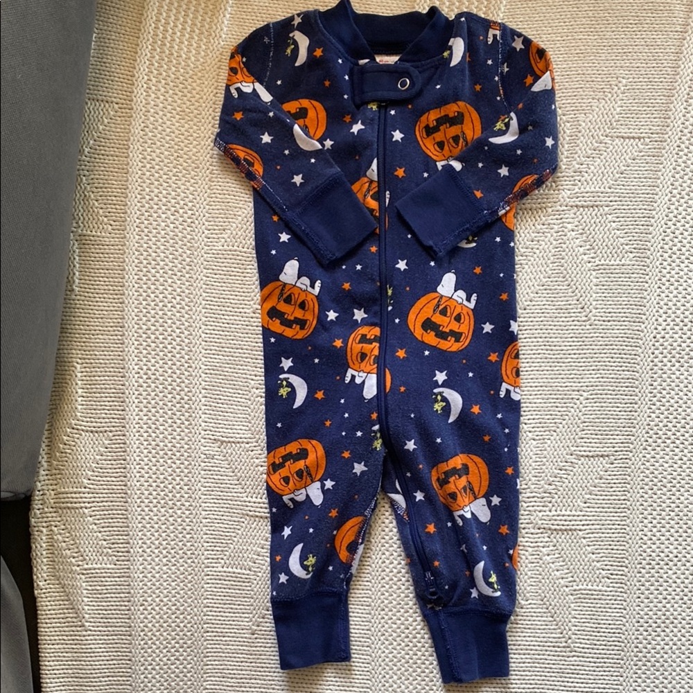 Hanna Andersson Peanuts Snoopy Halloween Pumpkin Pajamas - Navy